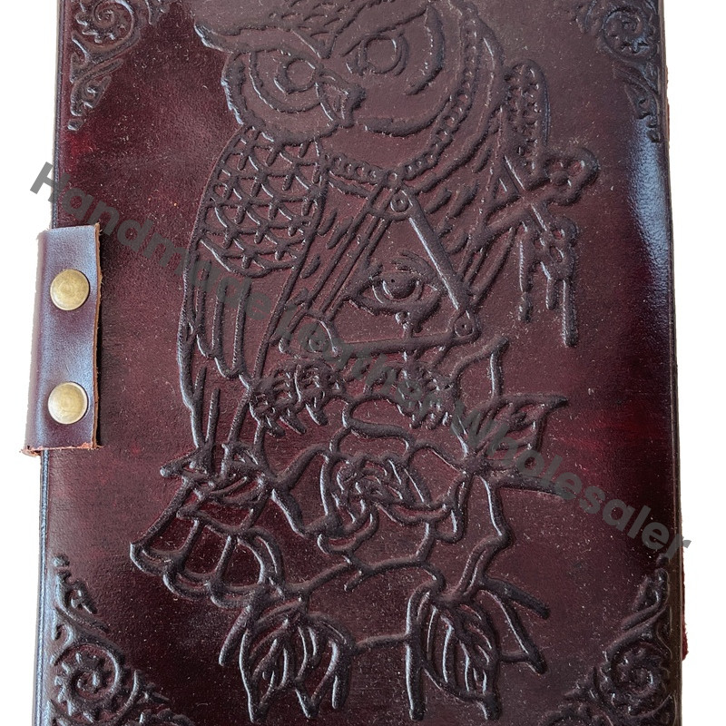 Owl Leather Journals Embossing Vintage Journal Spell Books Large Prayer Deckle Art Paper Notebooks Writing Diary Custom Gift