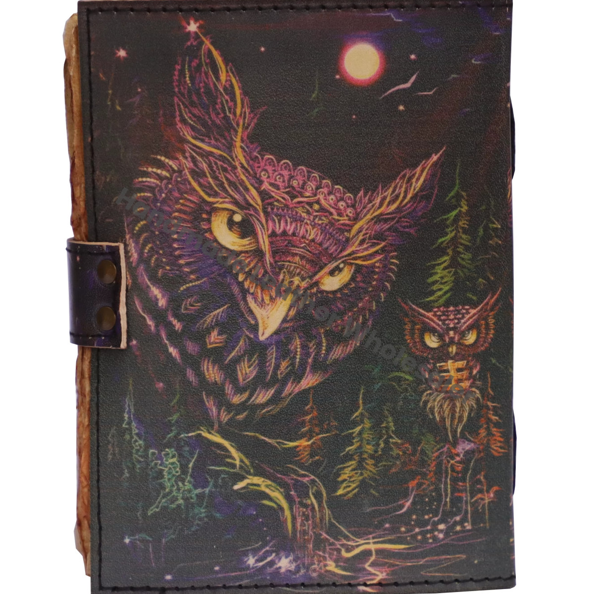 Owl Print Leather Handmade Journal  Eco-friendly Paper Custom Logo Gift for Women Traveler Creative Writing