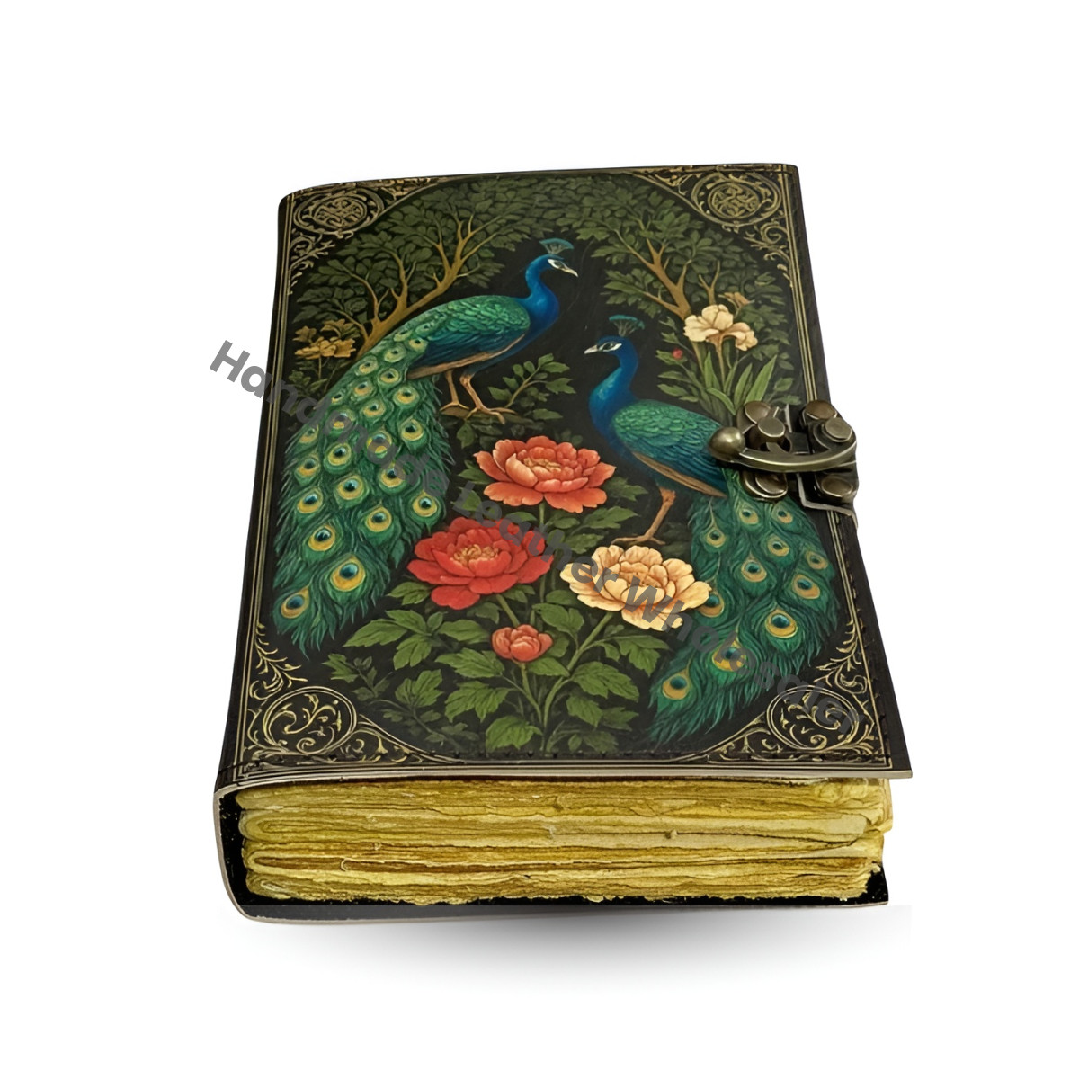 Peacock Leather Journal | Engraved Handmade Diary, Sketchbook