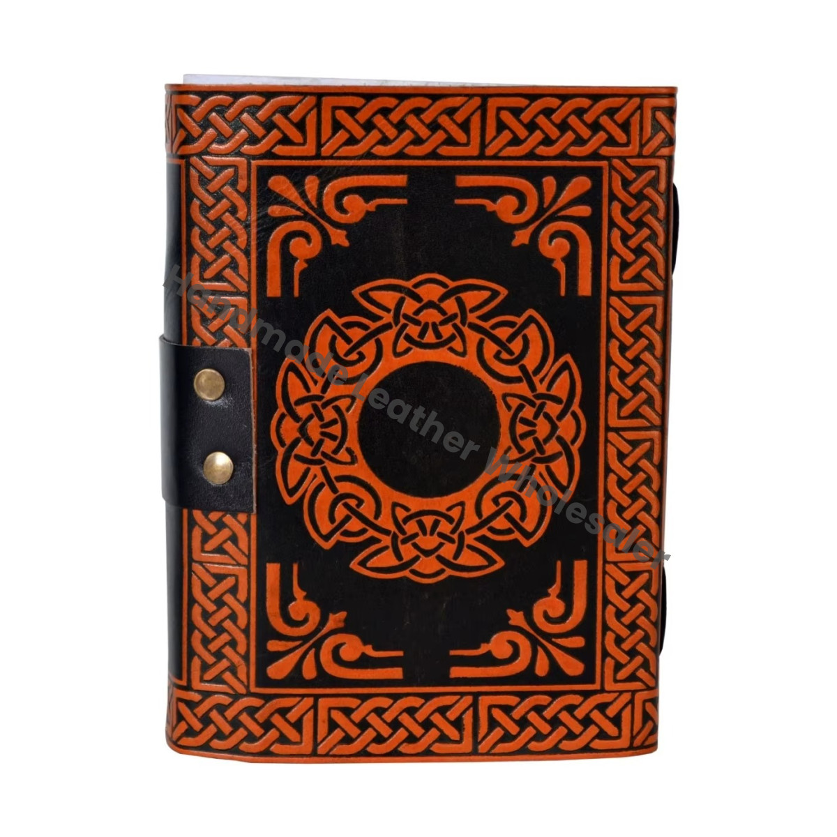 Peacock Leather Spiral Binding Journal Vintage Book of Spell Sketchbook Handmade Black Orange Gift Woman Large Supplies Diary