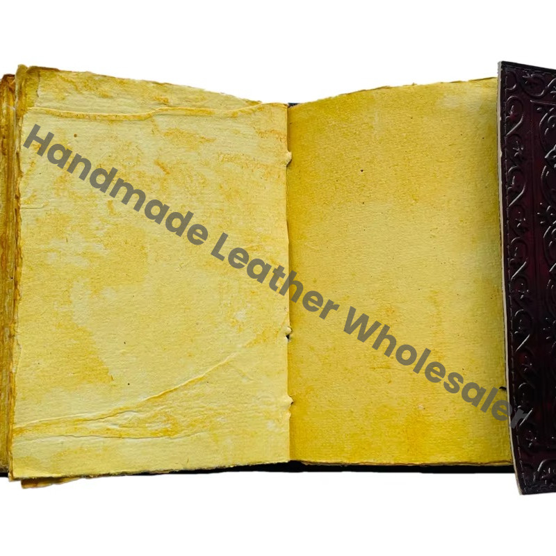 Pentagram Vintage Leather Journal Yellow Genuine Cover Spiral Binding Hardcover Travel Journal 120 Sheets Gift Notebooks