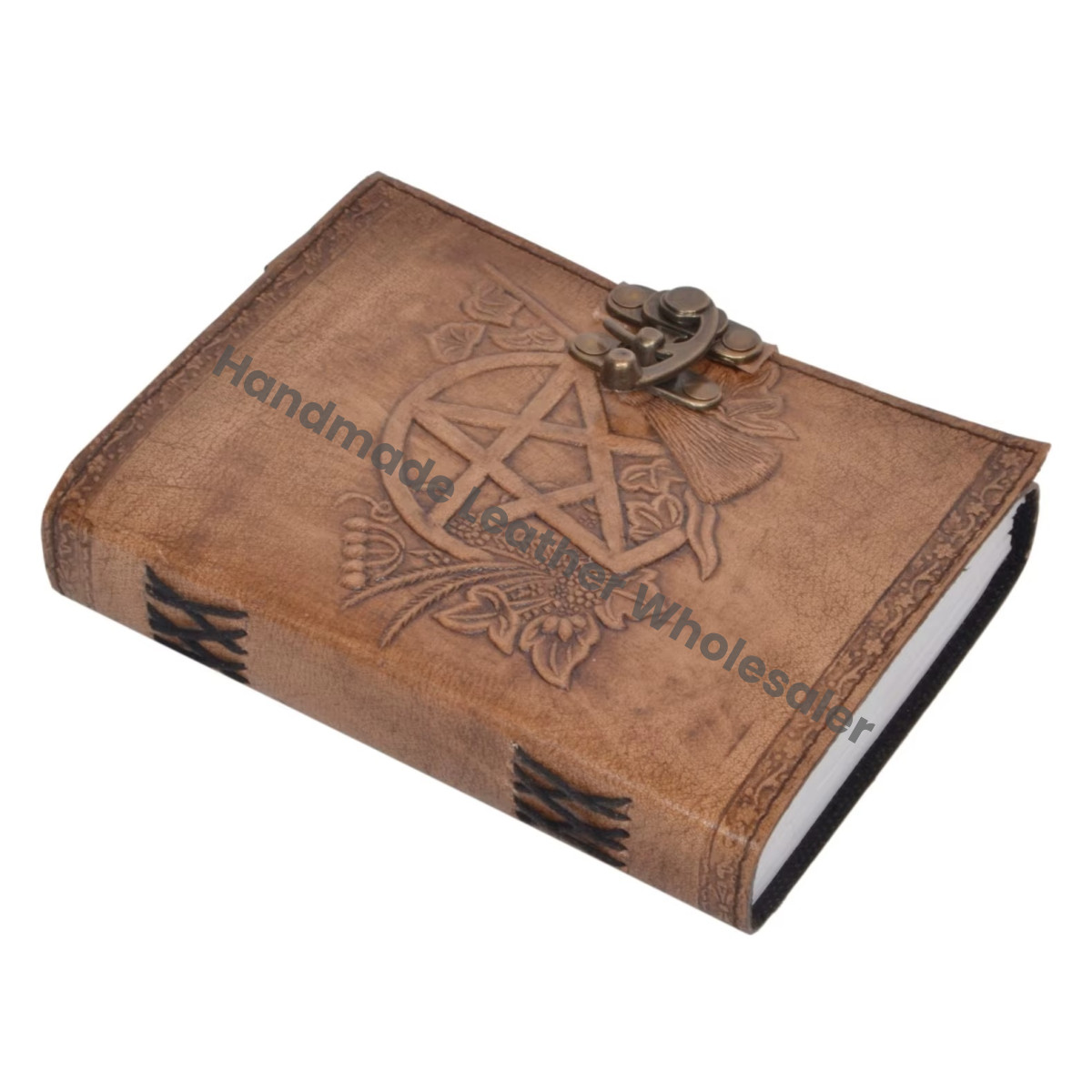 Pentagram Wiccan Spell Blank Journal Book Shadows Grimoire Handmade Leather Notebook Office Diary College Poetry Gift Custom
