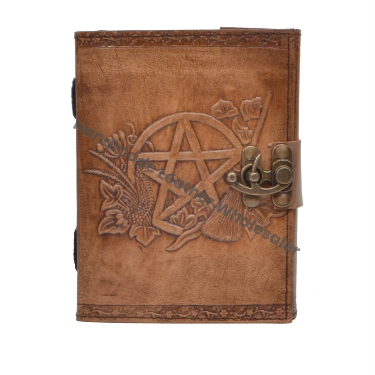 Pentagram Wiccan Spell Blank Journal Book Shadows Grimoire Handmade Leather Notebook Office Diary College Poetry Gift Custom