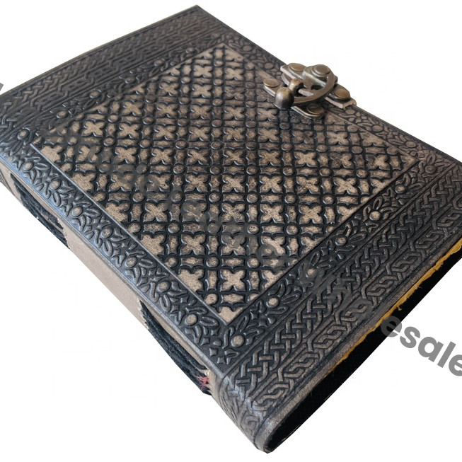 Personal Organizer Charcoal Double Dragon Leather Hardcover Journal Custom Logo Beautiful Embossed DND Book Shadows