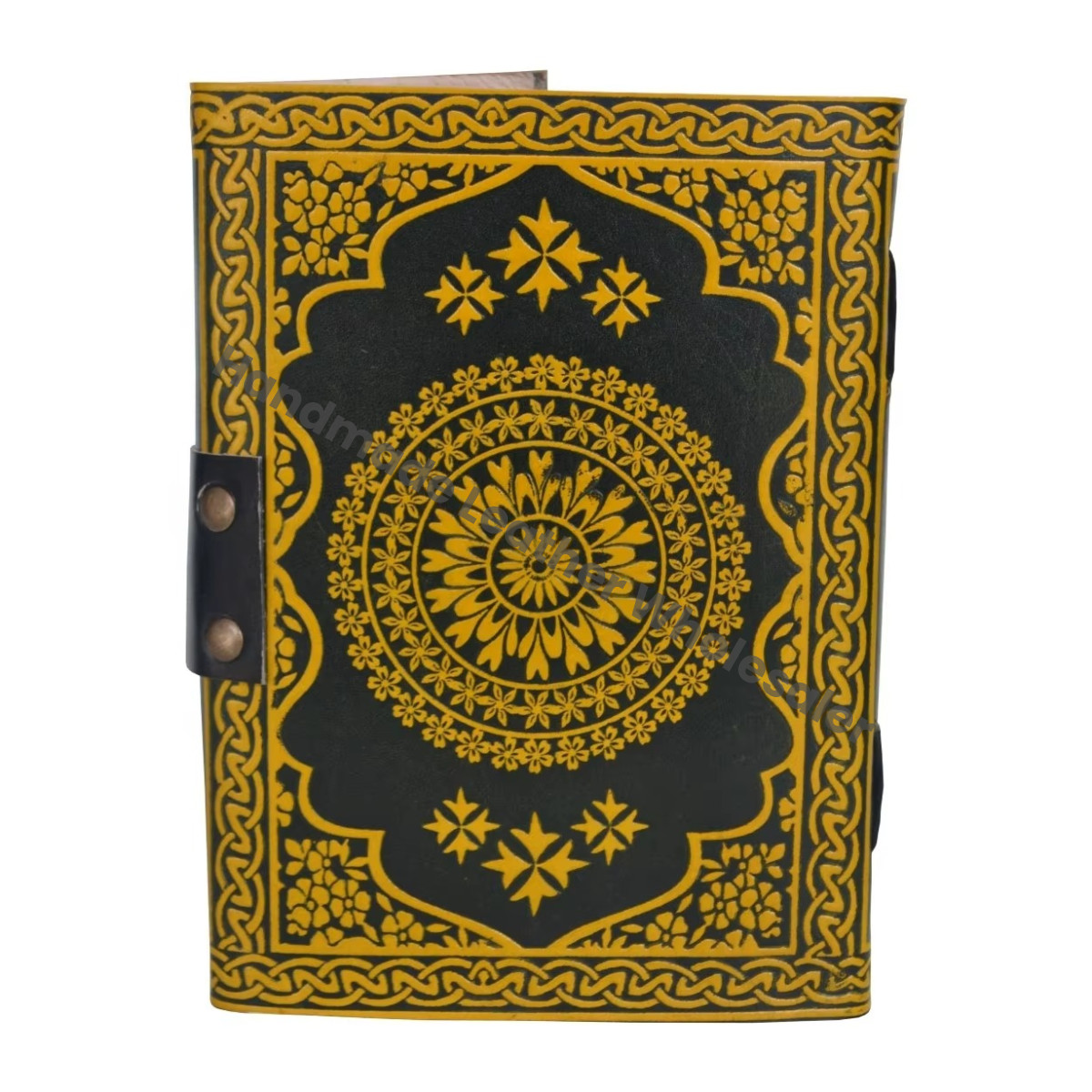 Personalised Leather Journal Vintage Handmade Black Yellow Notebooks Woman Large Spell Bound Travel Sketchbook Supplies Diary