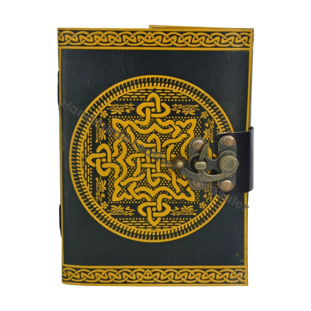 Personalised Leather Journal Vintage Handmade Black Yellow Notebooks Woman Large Spell Bound Travel Sketchbook Supplies Diary