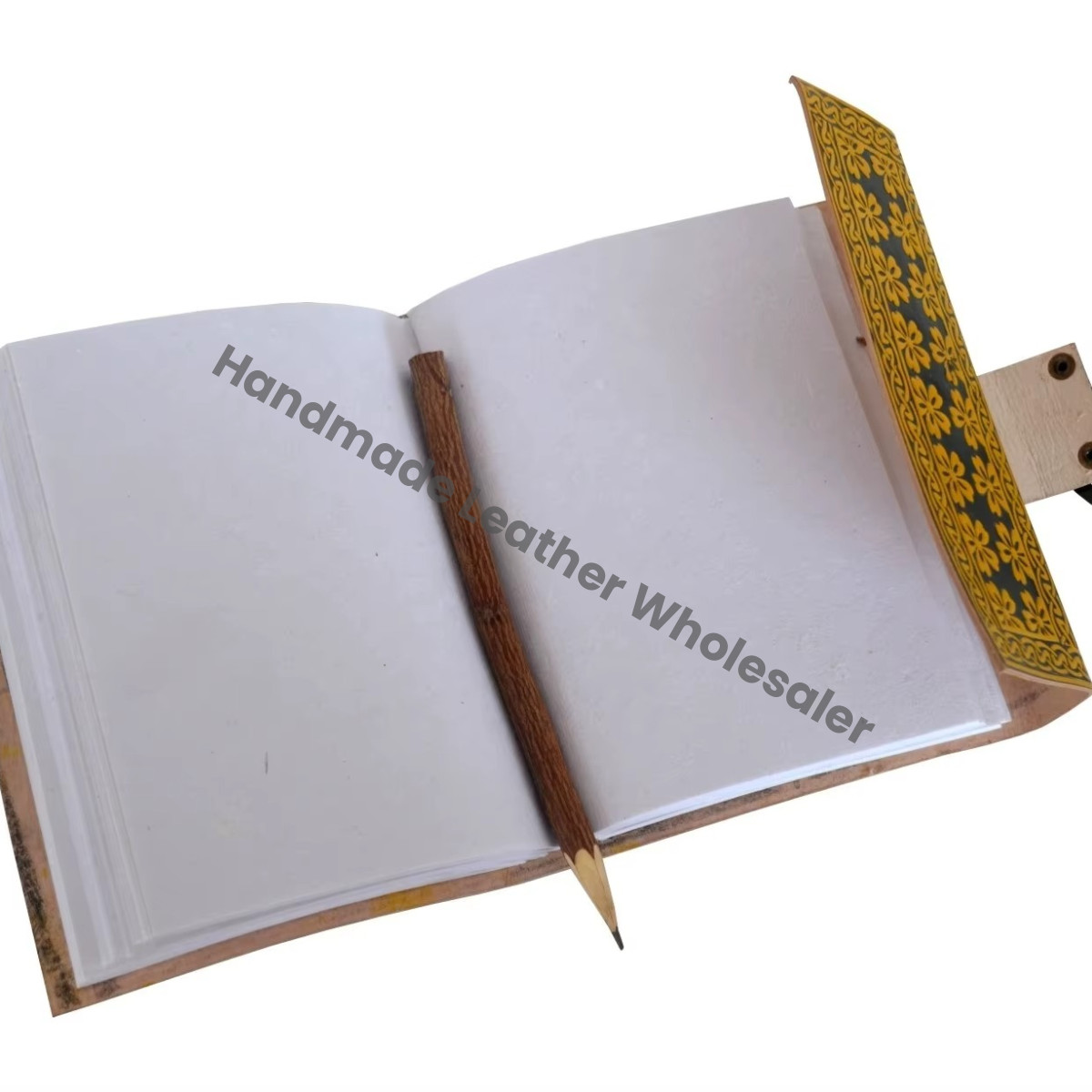 Personalised Leather Journal Vintage Handmade Black Yellow Notebooks Woman Large Spell Bound Travel Sketchbook Supplies Diary