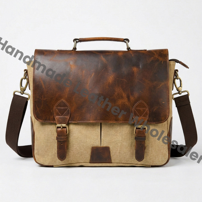 Personalize Canvas Leather Laptop Messenger Briefcase for Men and Women's, Crossbody Sling Satchel Bag, Gift for boyfriend and girlfriend