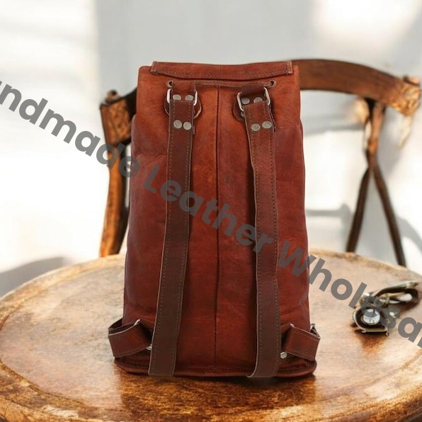 Personalized Brown Leather Backpack, Vintage Rucksack Laptop Bag