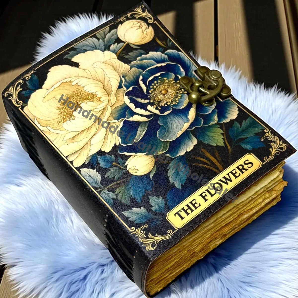 Personalized Floral Grimoire – Handmade Leather Book of Shadows, Gothic Witchcraft Journal, Wiccan Pagan Spellbook