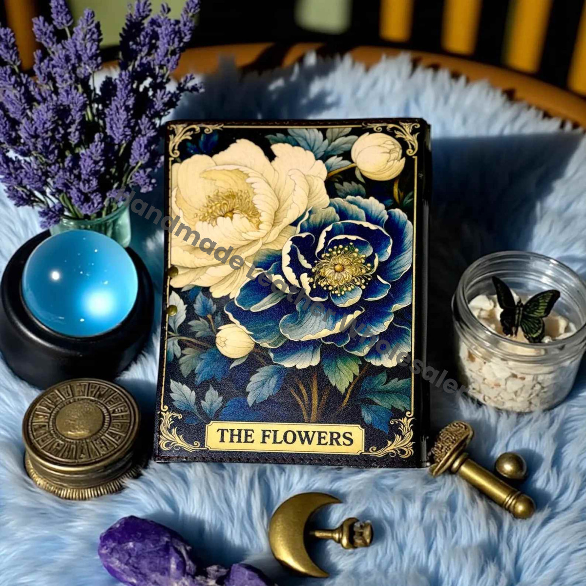 Personalized Floral Grimoire – Handmade Leather Book of Shadows, Gothic Witchcraft Journal, Wiccan Pagan Spellbook