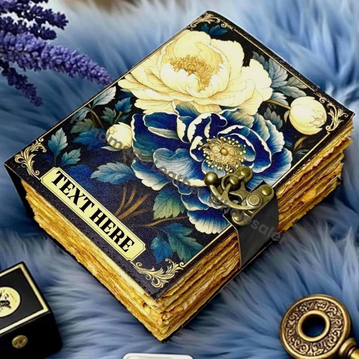 Personalized Floral Grimoire – Handmade Leather Book of Shadows, Gothic Witchcraft Journal, Wiccan Pagan Spellbook