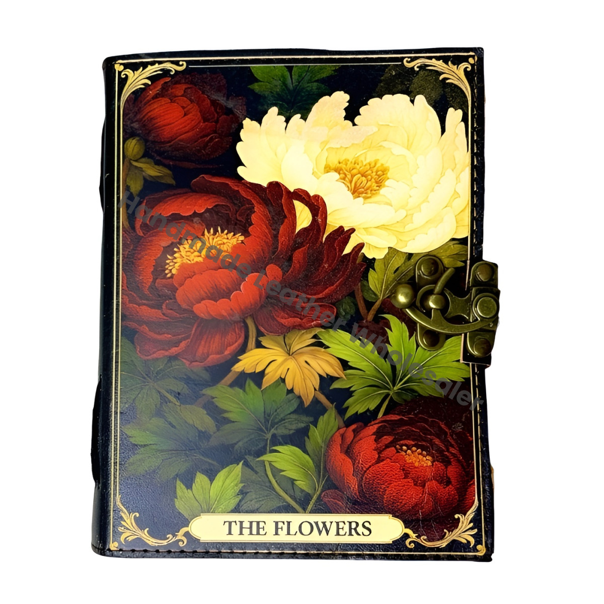 Personalized Floral Leather Grimoire – Gothic Book of Shadows, Witchcraft Spellbook, Wiccan Pagan Ritual Journal