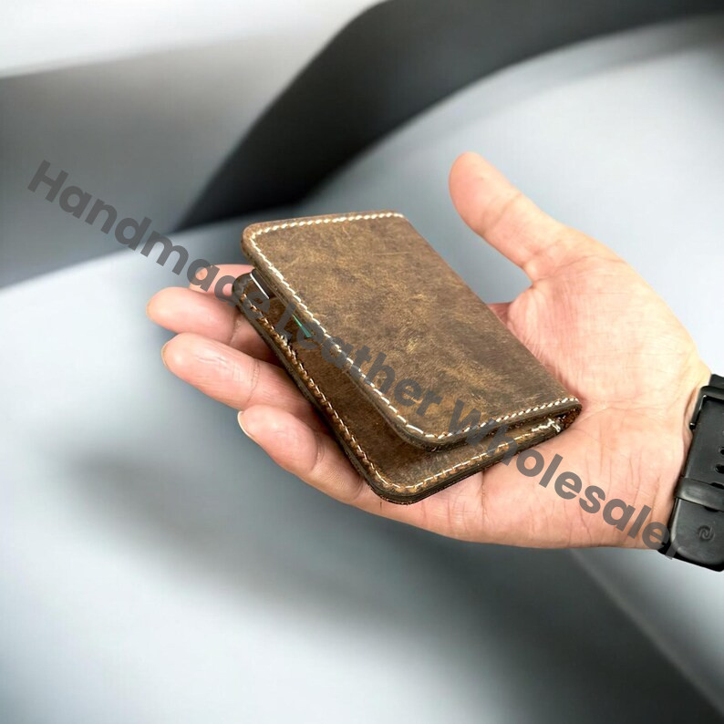 Personalized Full Grain Leather Wallet: Slim Front Pocket Design