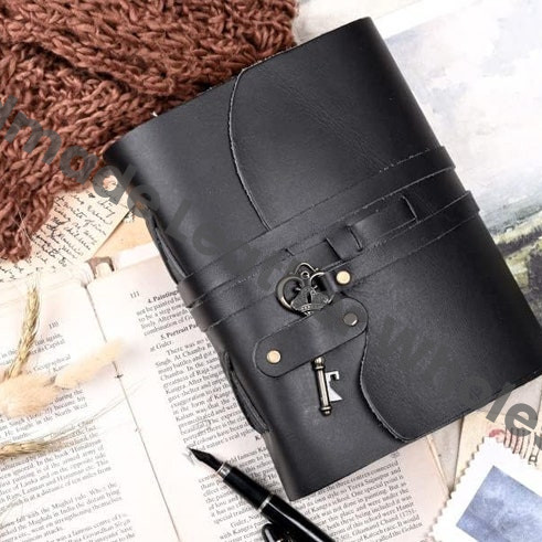 Personalized Genuine Black Leather Journal, Leather Notebook, Custom Engraved Gift for Women and Men Handmade Paper, Travel, Birthday Gift
