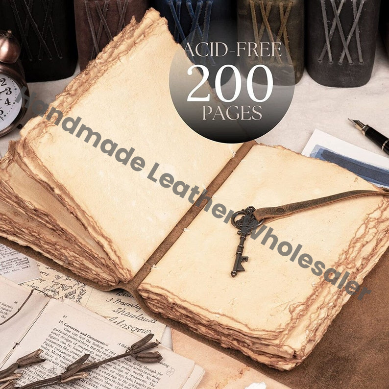 Personalized Genuine Black Leather Journal, Leather Notebook, Custom Engraved Gift for Women and Men Handmade Paper, Travel, Birthday Gift