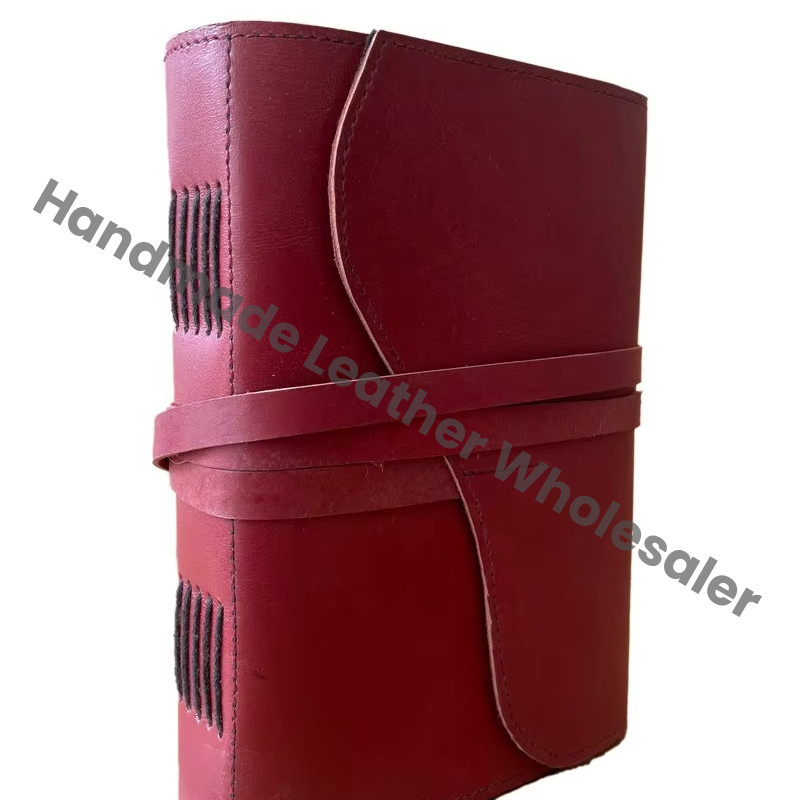 Personalized Handmade Genuine Leather Red Eco-friendly Paper Notebook Rustic Travel Sketchbook Vintage Diary
