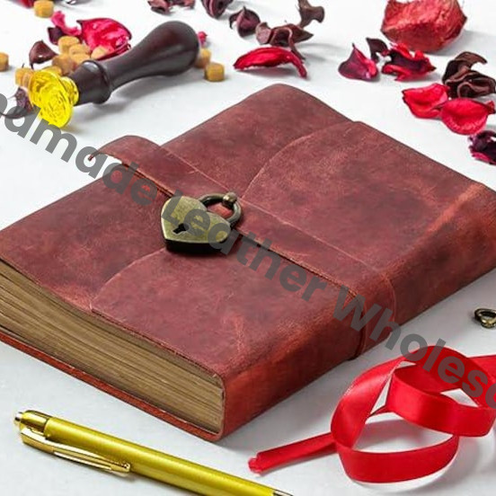 Personalized Heart Lock Leather Notebook | Cute Women Diary | Gifts for Him & Her Lined Journal | Custom Engraved Gifts for Christmas