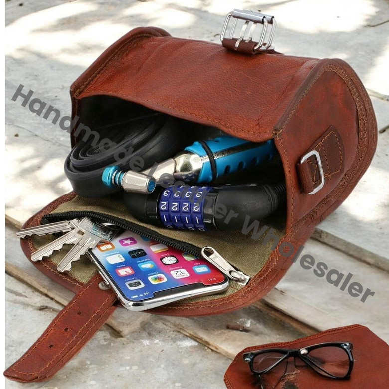 Personalized Leather Bicycle Bag: Vintage Saddle Pannier, Handlebar Bag
