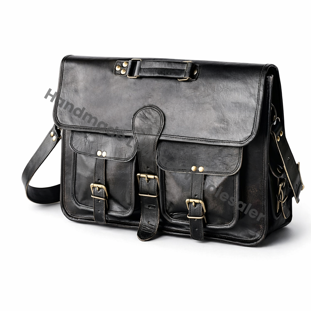 Personalized Leather Briefcase: Retro Crossbody Laptop Messenger Bag