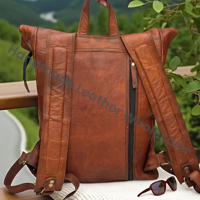 Personalized Leather Canvas Backpack – Vintage Travel Rucksack, Handmade Laptop Bag, Large School Satchel, Carry-On Gift for Him Her