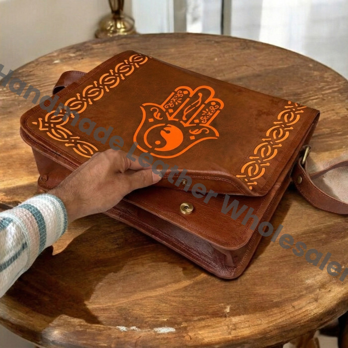 Personalized Leather Crossbody Bag: Cut-Work Travel Shoulder Bag