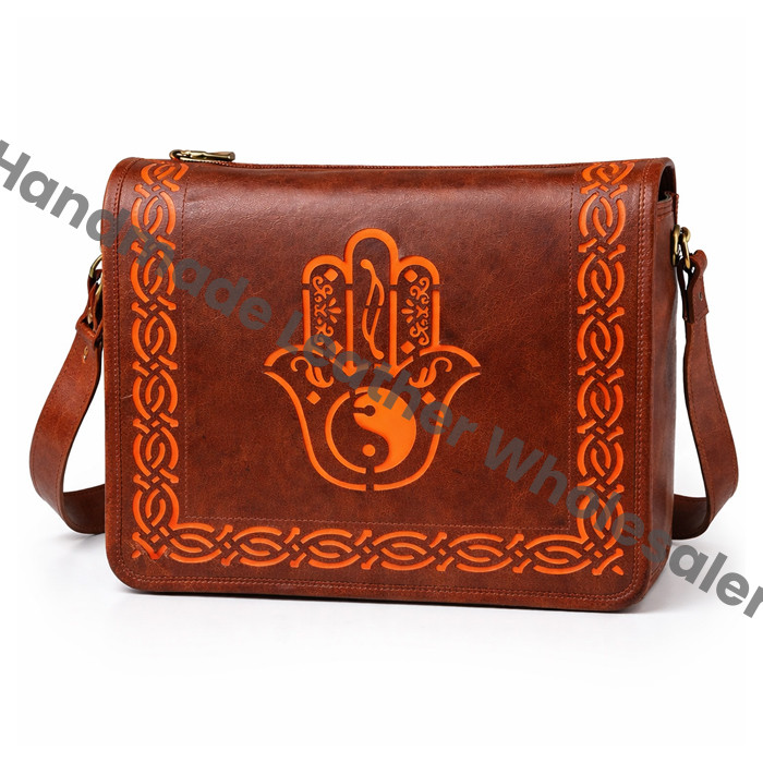 Personalized Leather Crossbody Bag: Cut-Work Travel Shoulder Bag