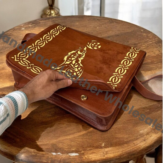 Personalized Leather Crossbody Bag: Cut-Work Travel Shoulder Bag