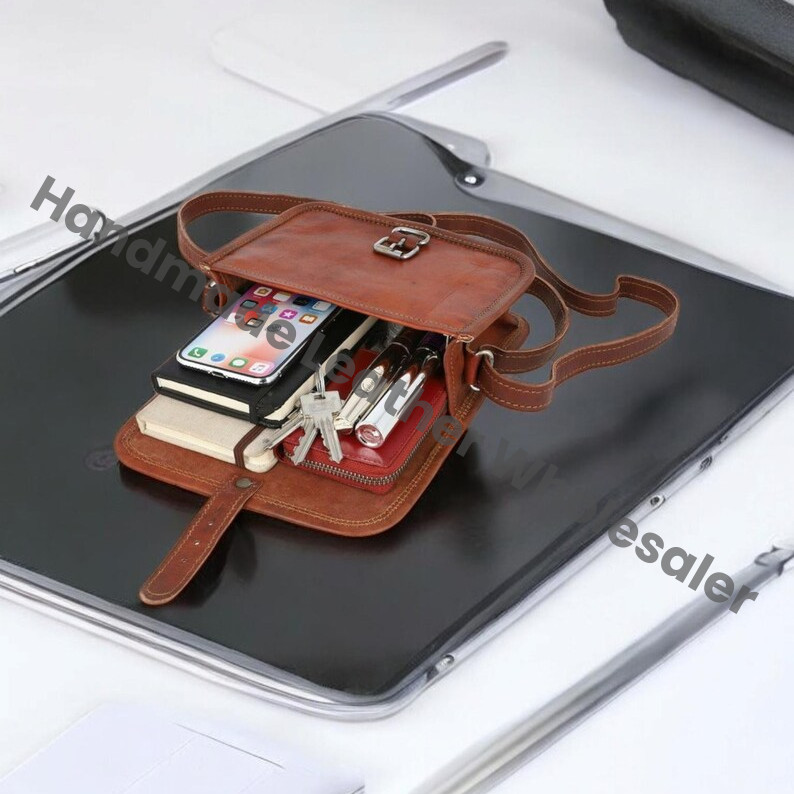 Personalized Leather Crossbody Bag: Monogram Travel Purse, Sling Satchel