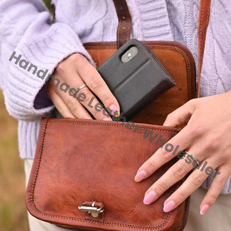 Personalized Leather Crossbody Bag: Monogram Travel Purse, Sling Satchel