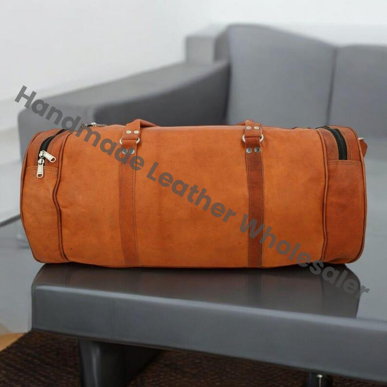 Personalized Leather Duffel Bag: Handmade Top Grain Weekender Travel Bag