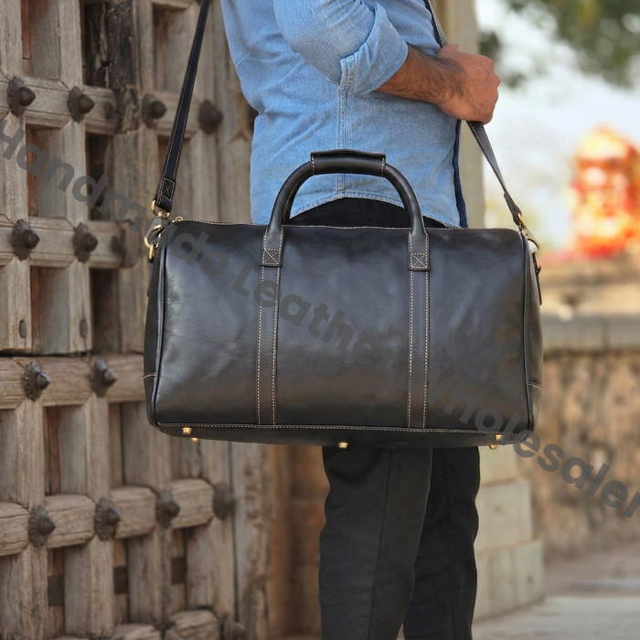 Personalized Leather Duffle Bag, Large Travel Weekend Bag