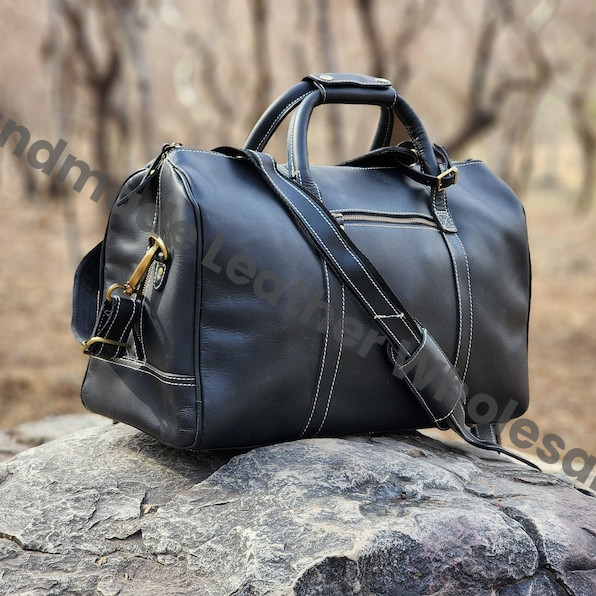 Personalized Leather Duffle Bag, Large Travel Weekend Bag