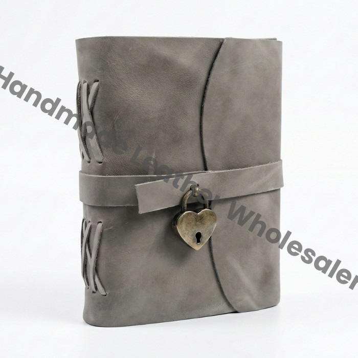 Personalized Leather Journal: Handmade Spell Book with Heart Lock