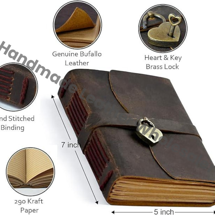 Personalized Leather Journal Notebook - Gift for women Diary with Lock and Key - Anniversary Gifts Personalized  Gift for Him or her