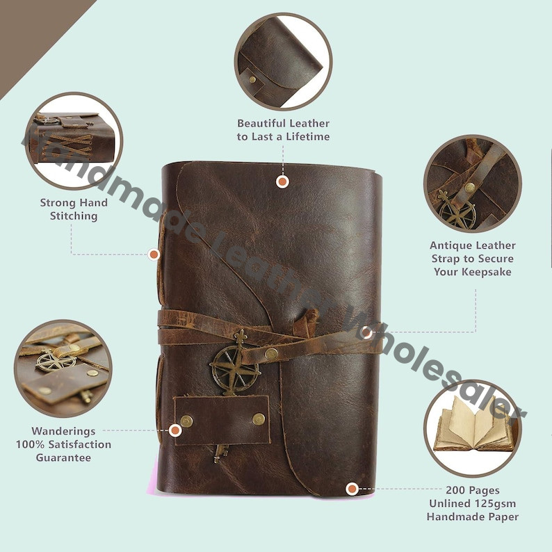 Personalized Leather Junk Journal Notebook | Travel Notebook & Sketchbook | Journal for Writing Everyday Use | Perfect Gift for Men