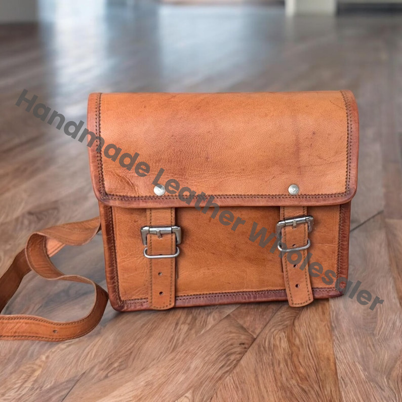 Personalized Leather Laptop Messenger Bag: Crossbody Sling Satchel