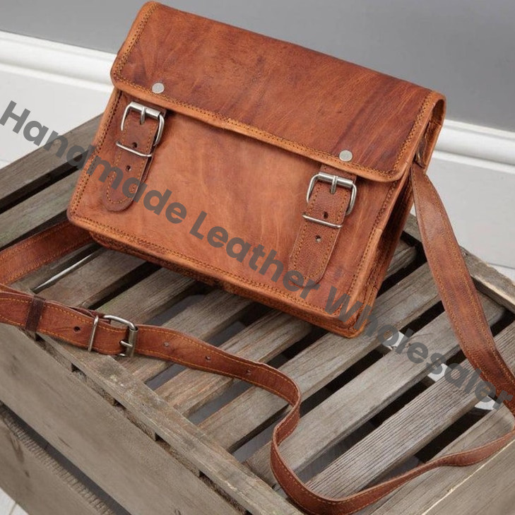 Personalized Leather Laptop Messenger Bag: Crossbody Sling Satchel