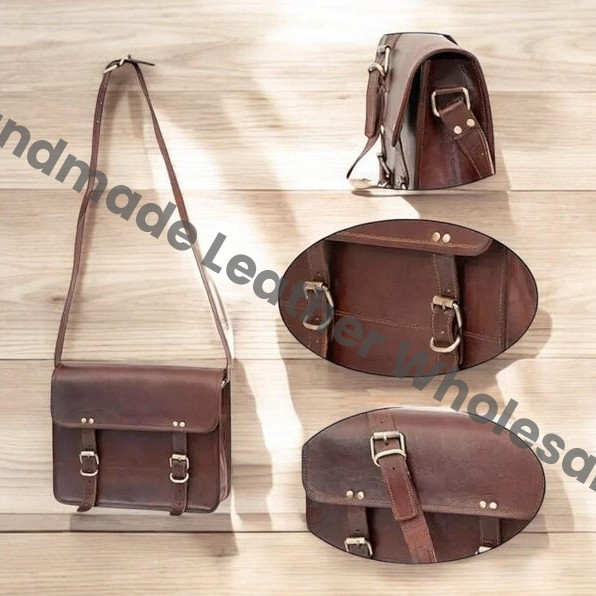 Personalized Leather Laptop Messenger Bag: Monogrammed Crossbody Briefcase