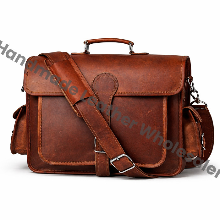 Personalized Leather Laptop Messenger Bag: Monogrammed Crossbody Briefcase
