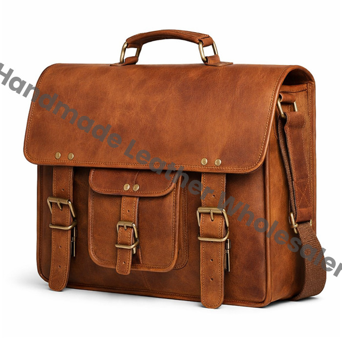 Personalized Leather Laptop Messenger Bag: Monogrammed Crossbody Briefcase