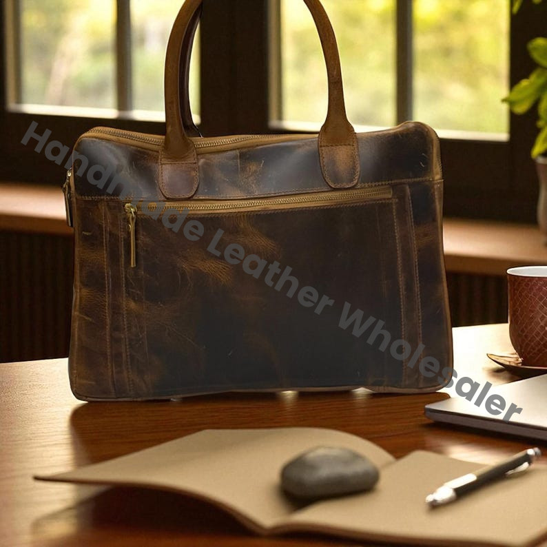 Personalized Leather Laptop Messenger Bag – Rustic Canvas Briefcase, Vintage Satchel, Handmade Work Tote, Travel Gift for Him He