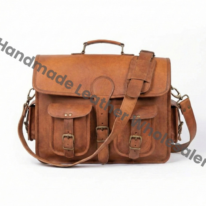 Personalized Leather Messenger Bag for Men, Monogram Briefcase, Handmade Work Satchel, Laptop Office Bag