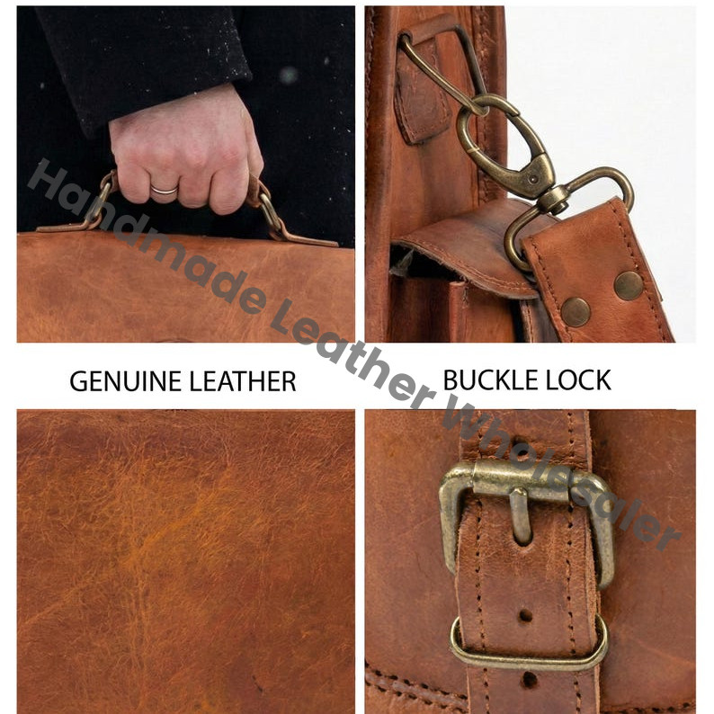 Personalized Leather Messenger Bag for Men, Monogram Briefcase, Handmade Work Satchel, Laptop Office Bag