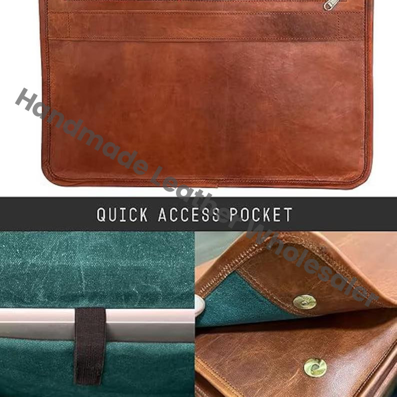 Personalized Leather Messenger Bag, Monogrammed Laptop Bag