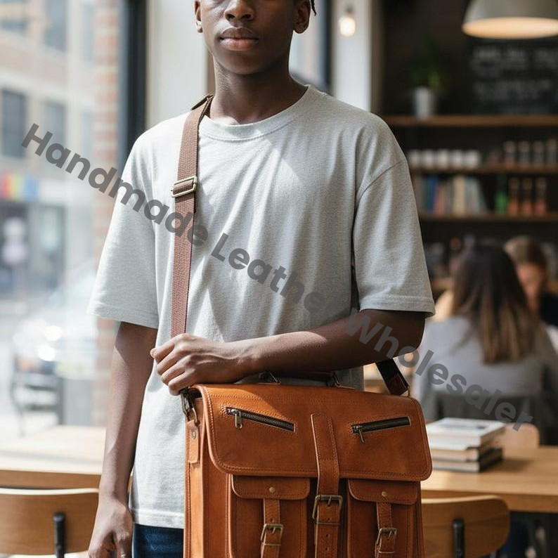 Personalized Leather Messenger Bag: Vintage Brown Crossbody Laptop Briefcase Messenger Bag Gifts