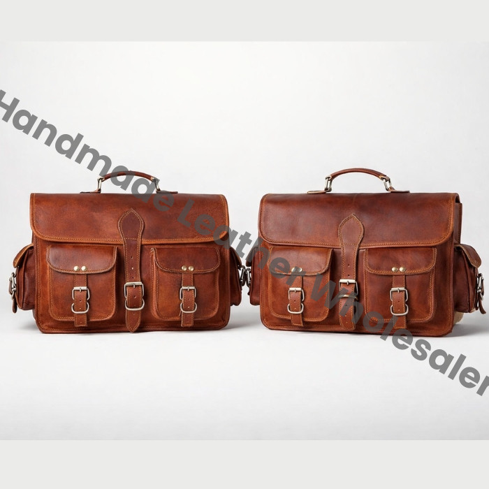 Personalized Leather Motorcycle Bag: Vintage Saddle Panniers, Bike Lover Gift