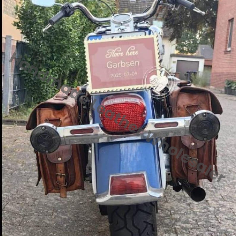 Personalized Leather Motorcycle Bag: Vintage Saddle Panniers, Bike Lover Gift
