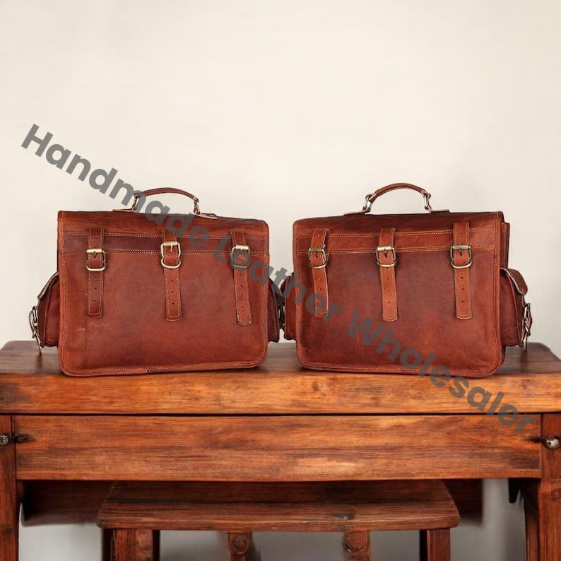 Personalized Leather Motorcycle Bag: Vintage Saddle Panniers, Bike Lover Gift