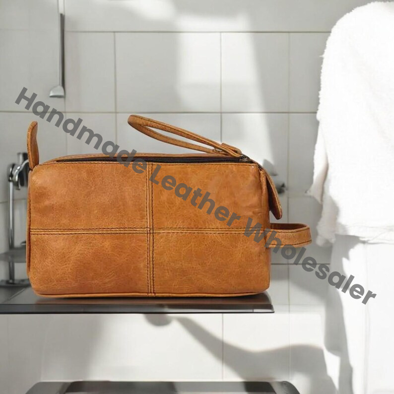 Personalized Leather Toiletry Bag: Engraved Dopp Kit, Groomsmen Gift